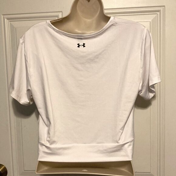 UNDER ARMOUR Motion Crossover Short Sleeve White Crop Top Womens Large - Picture 5 of 15